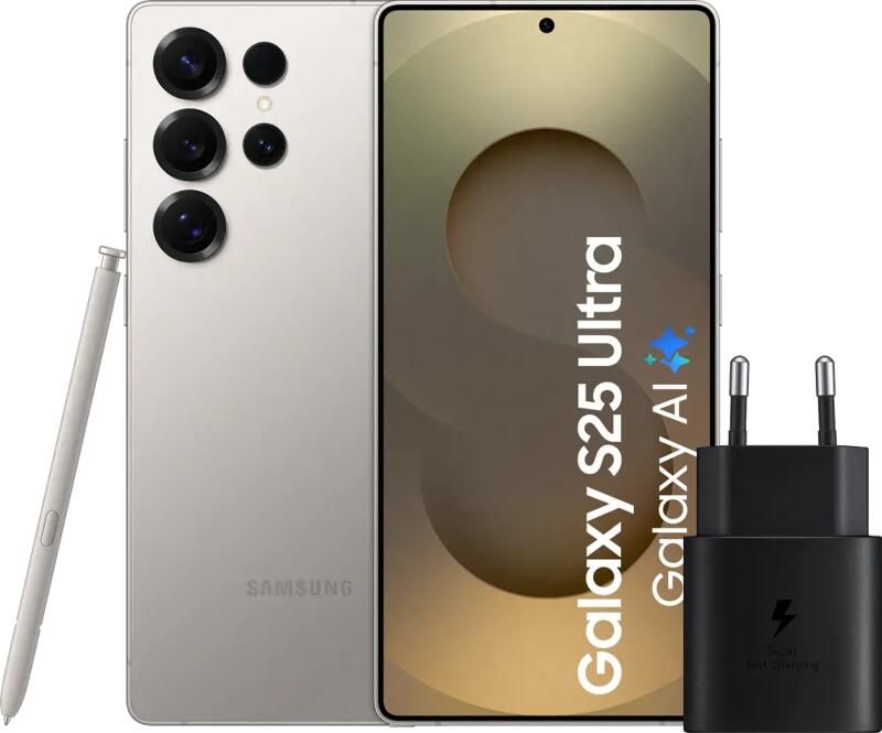 Samsung Galaxy S25 Ultra 256GB Grijs 5G + Oplader 25 Watt Zwart