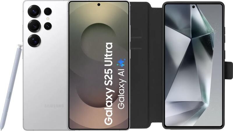 Samsung Galaxy S25 Ultra 512GB Wit 5G + BlueBuilt Book Case Zwart