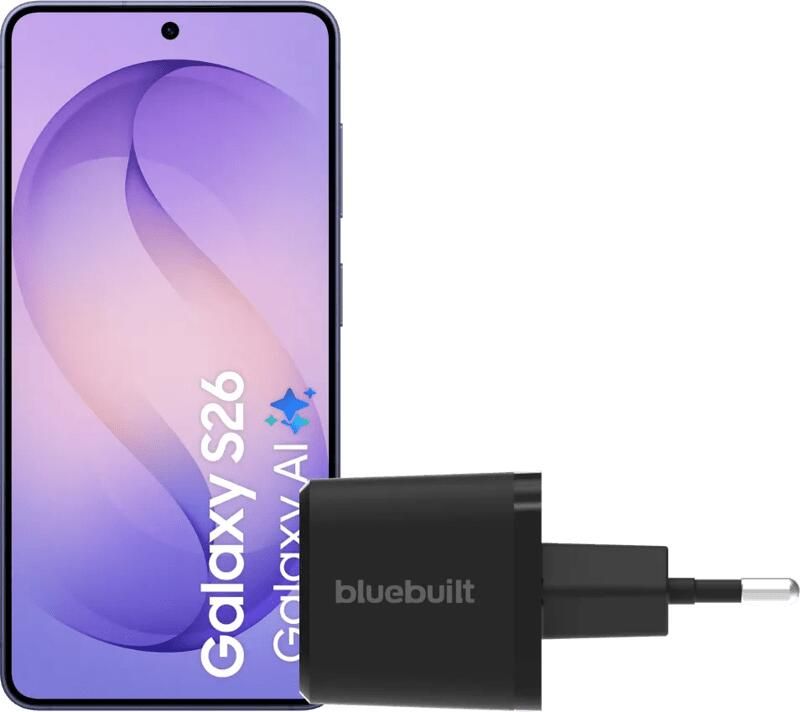 Samsung Galaxy S26 256GB Donkerblauw 5G + BlueBuilt Oplader 45 Watt Zwart