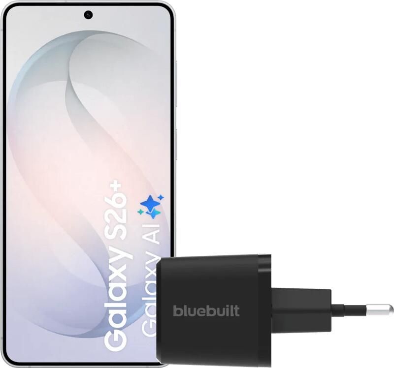 Samsung Galaxy S26 Plus 512GB Wit 5G + BlueBuilt Oplader 45 Watt Zwart