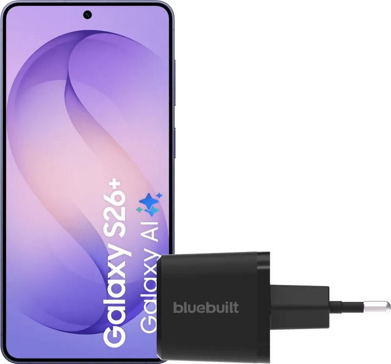 Samsung Galaxy S26 Plus 512GB Donkerblauw 5G + BlueBuilt Oplader 45 Watt Zwart