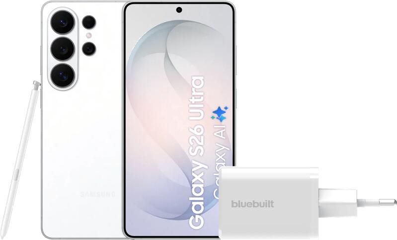 Samsung Galaxy S26 Ultra 256GB Wit 5G + BlueBuilt Oplader 65 Watt Wit