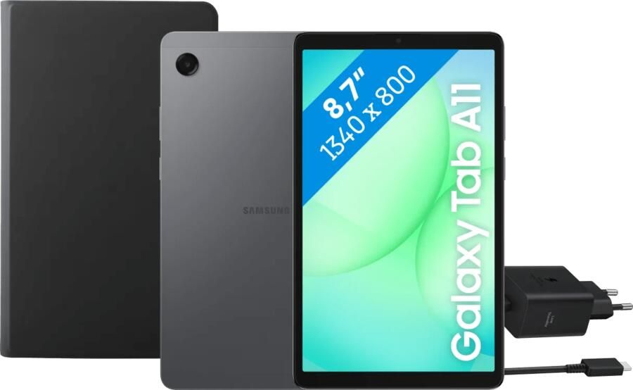 Samsung Galaxy Tab A11 8 7 inch 128GB Wifi + 4G Grijs + Basis Accessoirepakket