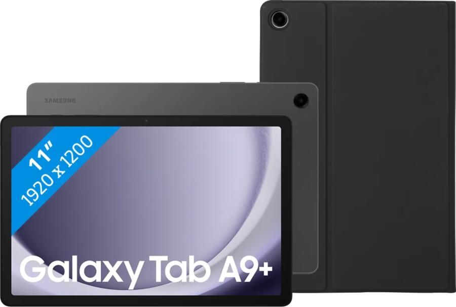 Samsung Galaxy Tab A9 Plus 11 inch 6GB 128GB Wifi Grijs + Book Case Zwart