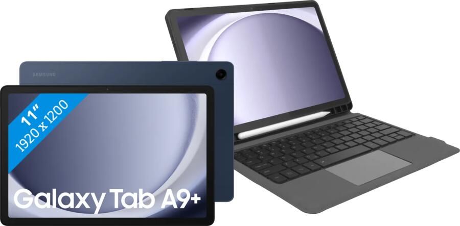 Samsung Galaxy Tab A9 Plus 11 inch 8GB 256GB Wifi Blauw + Toetsenbord Hoes QWERTY