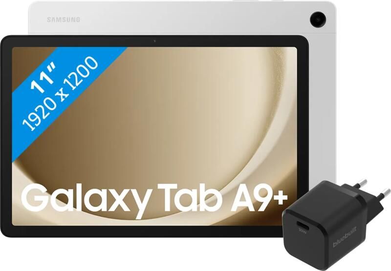 Samsung Galaxy Tab A9 Plus 11 inch 6GB 128GB Wifi Zilver + BlueBuilt Oplader