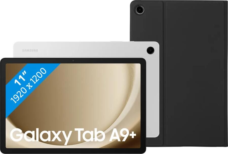 Samsung Galaxy Tab A9 Plus 11 inch 6GB 128GB Wifi Zilver + Book Case Zwart