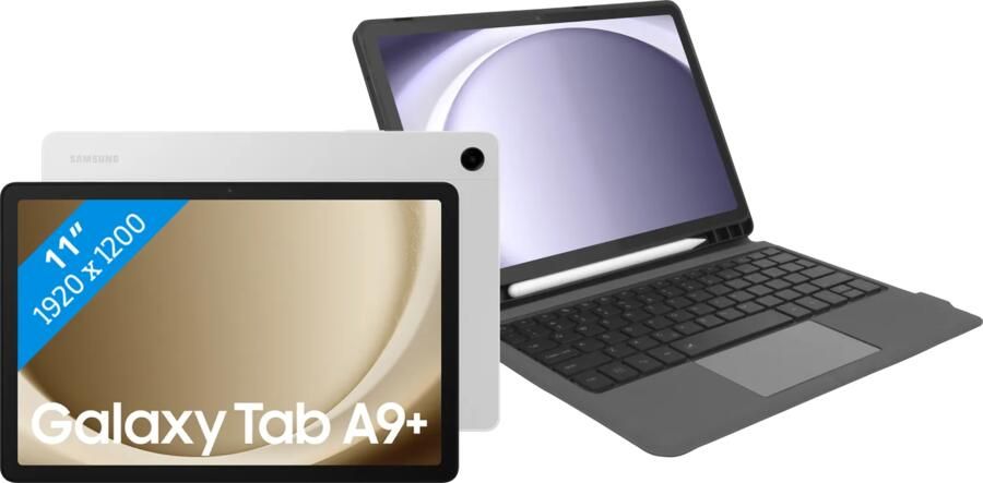 Samsung Galaxy Tab A9 Plus 11 inch 6GB 128GB Wifi Zilver + Toetsenbord Hoes QWERTY
