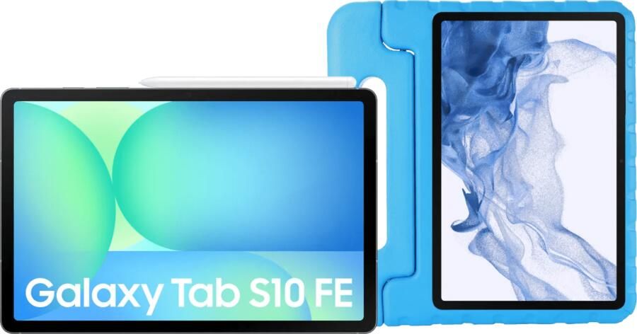 Samsung Galaxy Tab S10 FE 10 9 inch 256GB Wifi Grijs + Just in Case Kids Cover Blauw