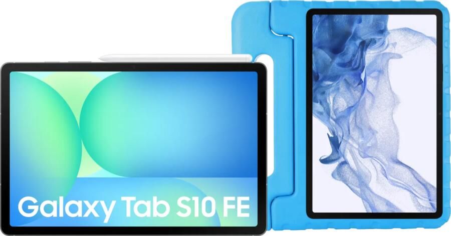 Samsung Galaxy Tab S10 FE 10 9 inch 128GB Wifi en 5G Grijs EE + Kids Cover Blauw
