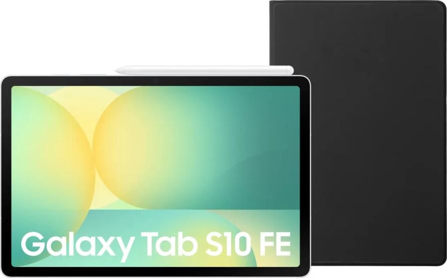 Samsung Galaxy Tab S10 FE 10 9 inch 128GB Wifi Zilver + BlueBuilt Book Case Zwart
