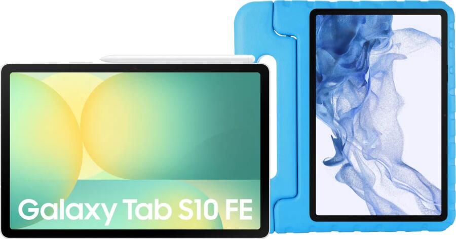 Samsung Galaxy Tab S10 FE 10 9 inch 128GB Wifi Zilver + Just in Case Kids Cover Blauw