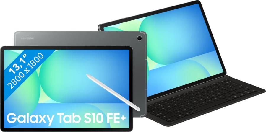 Samsung Galaxy Tab S10 FE Plus 13 1 inch 256GB Wifi en 5G Grijs + Toetsenbord Hoes QWERTY