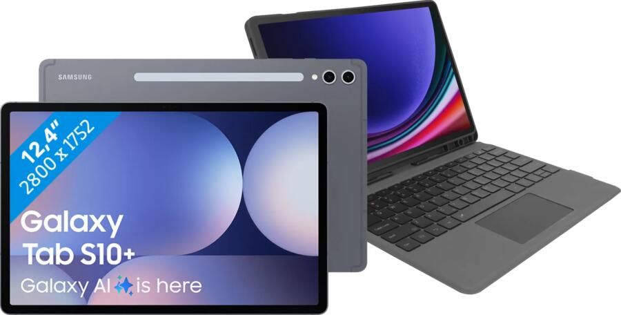 Samsung Galaxy Tab S10 Plus 12 4 inch 256GB Wifi Grijs + BlueBuilt Toetsenbord Hoes QWERTY