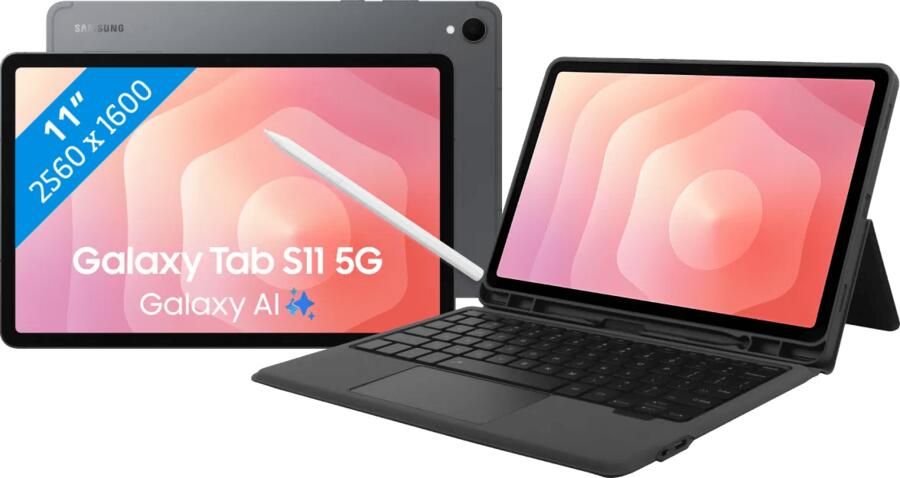 Samsung Galaxy Tab S11 11 inch 512GB Wifi + 5G Grijs + BlueBuilt Toetsenbord Hoes QWERTY