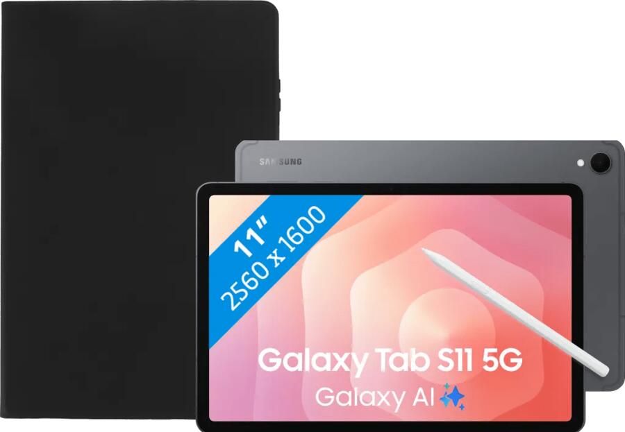 Samsung Galaxy Tab S11 11 inch 128GB Wifi en 5G Grijs + Book Case Zwart