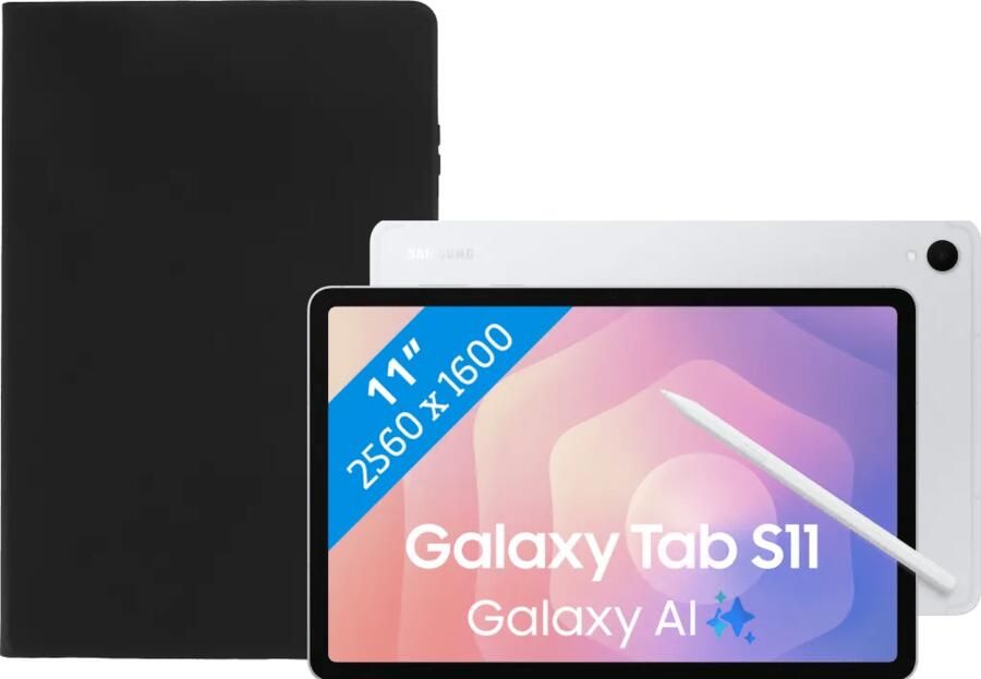 Samsung Galaxy Tab S11 11 inch 256GB Wifi Zilver + Book Case Zwart