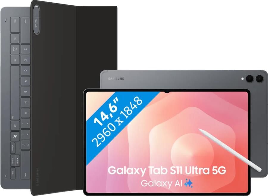 Samsung Galaxy Tab S11 Ultra 14 6 inch 256GB Wifi Grijs + Toetsenbord Hoes QWERTY