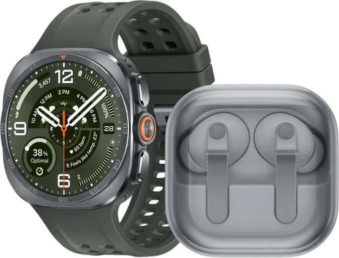 Samsung Galaxy Watch Ultra 2 5G Titanium Zilver Groen 47mm + Galaxy Buds4 Pro Wit