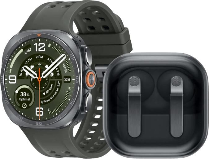 Samsung Galaxy Watch Ultra 2 5G Titanium Zilver Groen 47mm + Galaxy Buds4 Pro Zwart