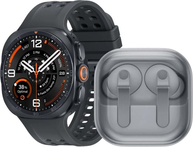 Samsung Galaxy Watch Ultra 2 5G Titanium Zwart 47mm + Galaxy Buds4 Pro Wit