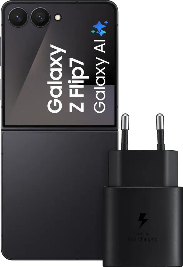 Samsung Galaxy Z Flip 7 256GB Zwart 5G + Oplader 25 Watt Zwart