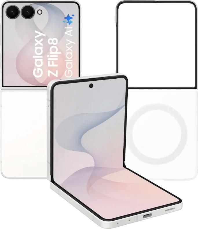 Samsung Galaxy Z Flip 8 256GB Wit 5G + Back Cover met Magneet Transparant