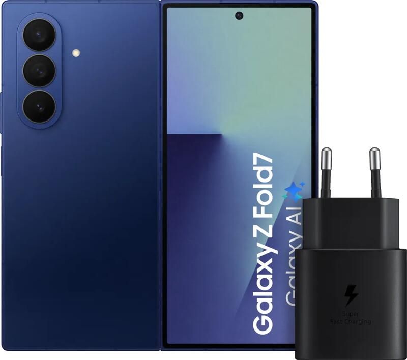 Samsung Galaxy Z Fold 7 512GB Blauw 5G + Oplader 25 Watt Zwart