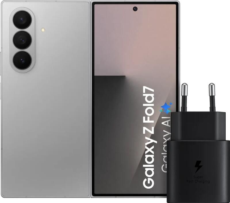 Samsung Galaxy Z Fold 7 512GB Zilver 5G + Oplader 25 Watt Zwart