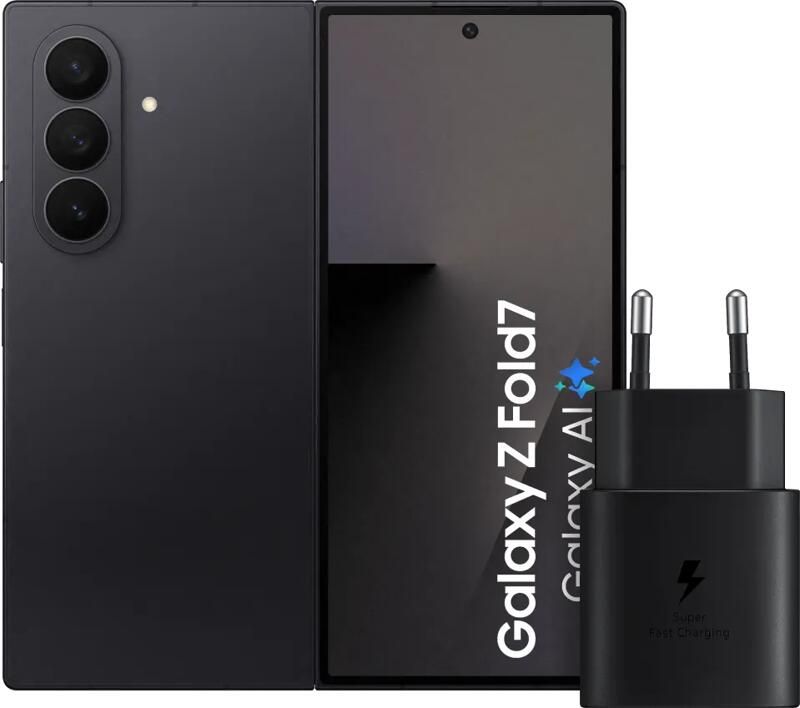 Samsung Galaxy Z Fold 7 256GB Zwart 5G + Oplader 25 Watt Zwart