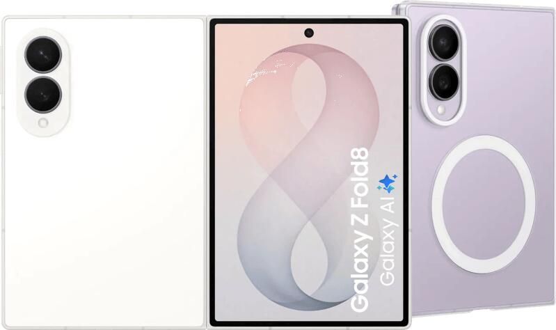 Samsung Galaxy Z Fold 8 256GB Wit 5G + Back Cover met Magneet Transparant