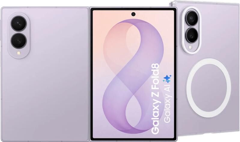 Samsung Galaxy Z Fold 8 512GB Lila 5G + Back Cover met Magneet Transparant