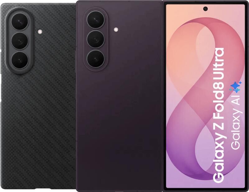 Samsung Galaxy Z Fold 8 Ultra 512GB Paars 5G + Carbon Back Cover met Magneet Zwart