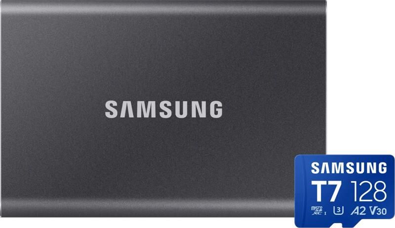 Samsung T7 Portable SSD 2TB Grijs + MicroSDXC T7 128GB 170MB s