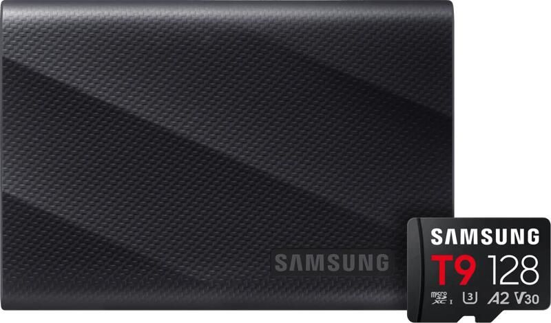 Samsung T9 Portable SSD 2TB Zwart + MicroSDXC T9 128GB 200MB s