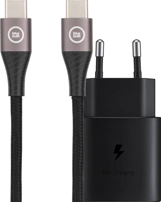 Samsung Super Fast Charging Oplader 25W + BlueBuilt Usb C naar Usb C Kabel 1 5m Nylon