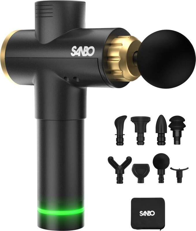 Sanbo Massage gun Elite Sport en Relax massage Zwart Goud Professioneel 30 Standen Inclusief Koffer Inclusief APP Massage pistool Massageapparaat Fitness Valentijn Cadeautje voor hem