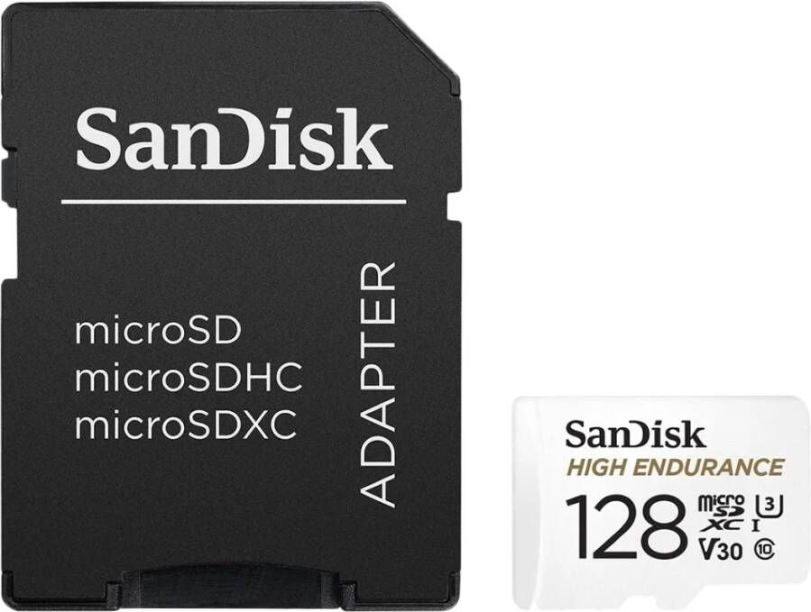 SanDisk MicroSDHC High Endurance 128GB incl SD adapter Micro SD-kaart Wit