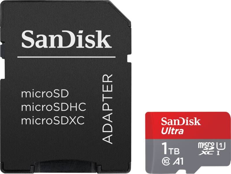 SanDisk MicroSDXC Ultra 1TB 150mb s C10 SDA UHS-I Micro SD-kaart Grijs