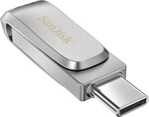 SanDisk Dual Drive Ultra 3.1 Luxe 64GB (USB-C) USB-sticks Zilver