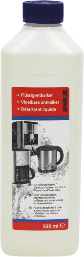 Scanpart vloeibare ontkalker voor koffiemachine 500 ml Koffiemachineontkalker Geschikt voor Bosch Braun DeLonghi Gaggia Jura Krups Magimix Melitta Miele Moccamaster Philips Sage Severin Siemens Smeg Universeel