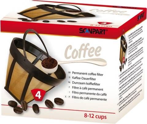 Scanpart herbruikbare koffiefilter nr 4 Koffie filter permanent Herbruikbaar Met houder Nummer 4 - Foto 1