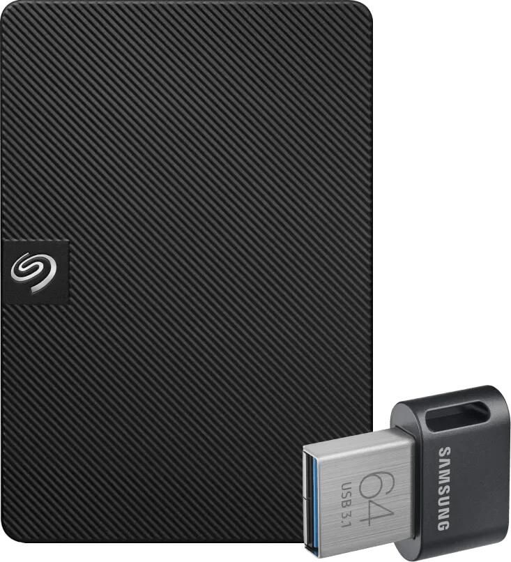 Seagate Expansion Portable 1TB + Samsung Fit Plus USB 64GB