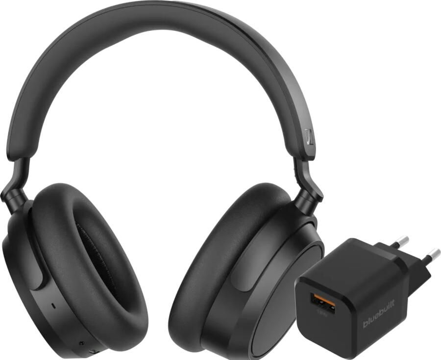 Sennheiser Accentum Plus Zwart + BlueBuilt Quick Charge Oplader met Usb A Poort 18W Zwart