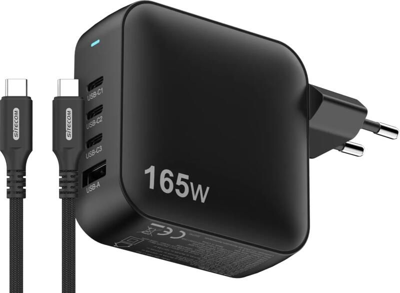 Sitecom 165W GaN Power Delivery Oplader + USB-C naar USB-C Kabel 2m