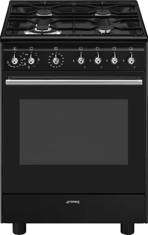 Smeg CX61GMBLNLK Gasfornuis Zwart