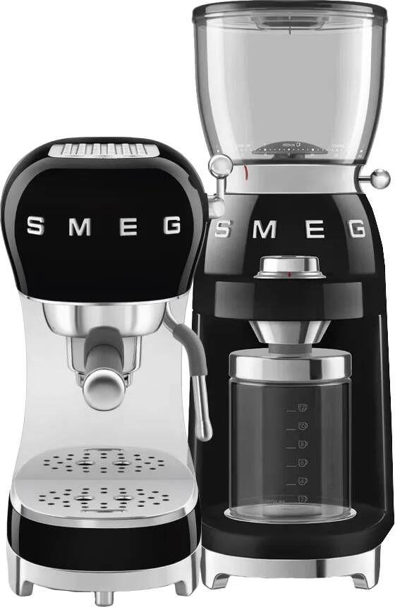 Smeg ECF02BLEU Zwart + koffiemolen