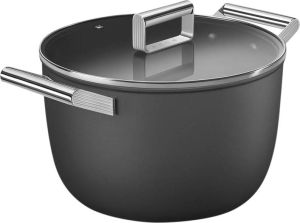 Smeg Kookpan met deksel Zwart Mat ø 26 cm 7.7 Liter