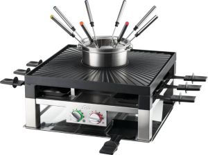 Solis Combi Grill 3 in 1 796 Gourmetstel 8 personen Raclette en Fondueset Zilver Zwart