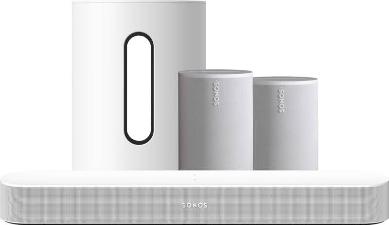 Sonos Beam Gen2 Wit + 2x Era 100 Wit + Sub Mini Wit